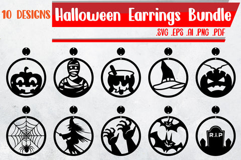 Halloween Earrings Bundle 3 - svg eps ai png pdf SVG zafrans studio 