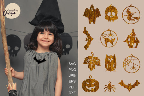 Halloween earrings Earring bundle Leather earrings Necklace svg SVG Klava P 