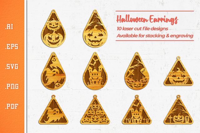 Halloween Earrings - Laser Cut Files SVG SVG Slim Studio 