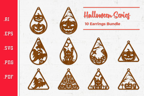 Halloween Earrings - Laser Cut Files SVG SVG Slim Studio 