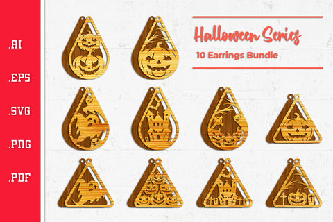 Halloween Earrings - Laser Cut Files SVG SVG Slim Studio 