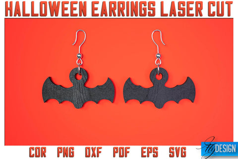 Halloween Earrings Laser Cut SVG | Accessories Laser Cut SVG Design | CNC Files SVG Fly Design 