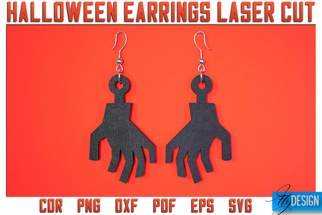 Halloween Earrings Laser Cut SVG | Accessories Laser Cut SVG Design | CNC Files SVG Fly Design 