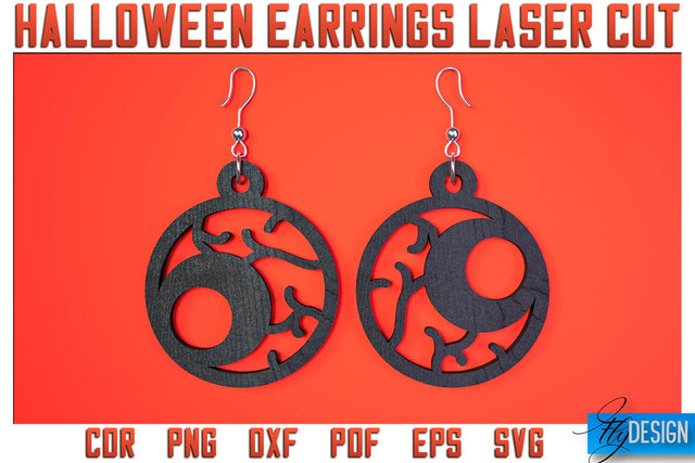 Halloween Earrings Laser Cut SVG | Accessories Laser Cut SVG Design | CNC Files SVG Fly Design 