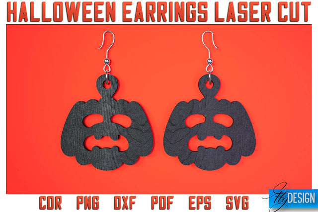 Halloween Earrings Laser Cut SVG | Accessories Laser Cut SVG Design | CNC Files SVG Fly Design 