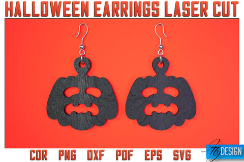 Halloween Earrings Laser Cut SVG | Accessories Laser Cut SVG Design | CNC Files SVG Fly Design 