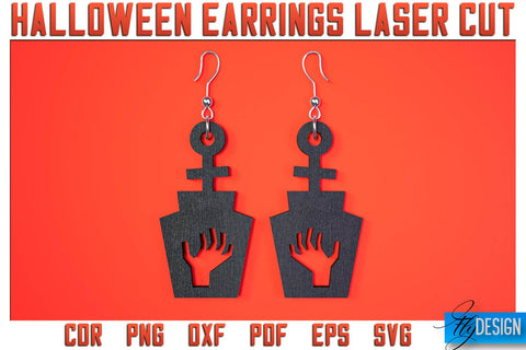 Halloween Earrings Laser Cut SVG | Accessories Laser Cut SVG Design | CNC Files SVG Fly Design 