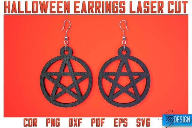 Halloween Earrings Laser Cut SVG | Accessories Laser Cut SVG Design | CNC Files SVG Fly Design 