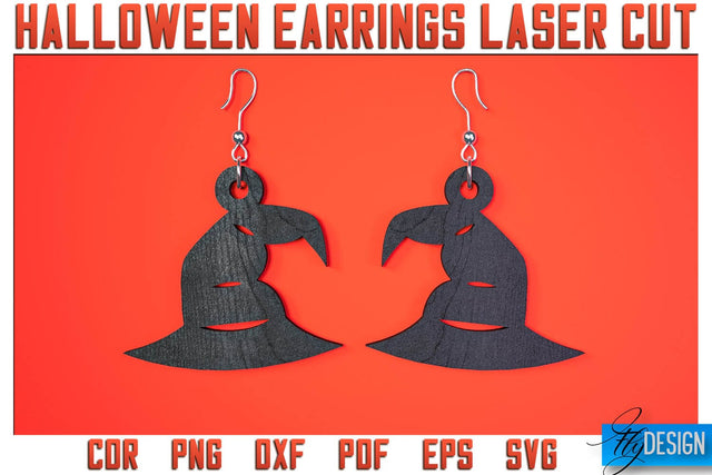 Halloween Earrings Laser Cut SVG | Accessories Laser Cut SVG Design | CNC Files SVG Fly Design 