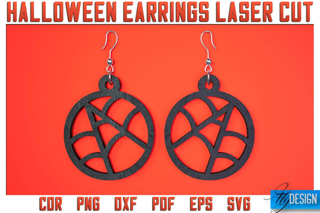 Halloween Earrings Laser Cut SVG | Accessories Laser Cut SVG Design | CNC Files SVG Fly Design 