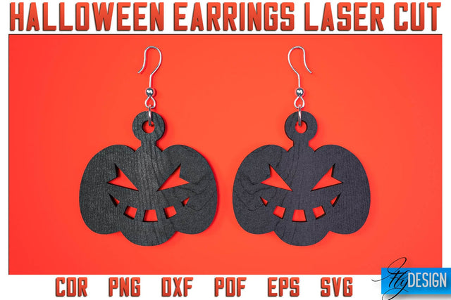 Halloween Earrings Laser Cut SVG | Accessories Laser Cut SVG Design | CNC Files SVG Fly Design 