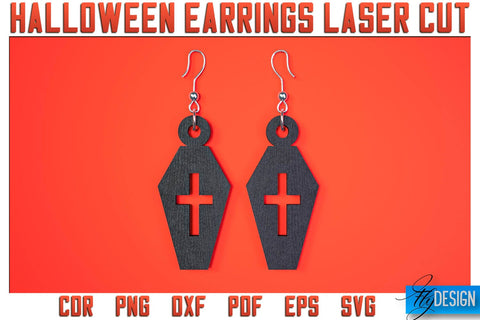 Halloween Earrings Laser Cut SVG | Accessories Laser Cut SVG Design | CNC Files SVG Fly Design 