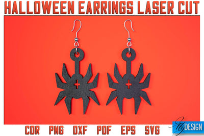 Halloween Earrings Laser Cut SVG | Accessories Laser Cut SVG Design | CNC Files SVG Fly Design 