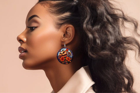 Halloween Earrings Sublimation Bundle Pumpkin Stained Glass Sublimation OrangeBrushStudio 