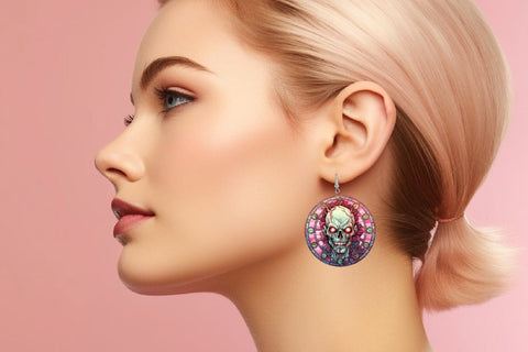 Halloween Earrings Sublimation: Zombie Stained Glass Designs Sublimation OrangeBrushStudio 