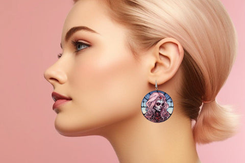 Halloween Earrings Sublimation: Zombie Stained Glass Designs Sublimation OrangeBrushStudio 