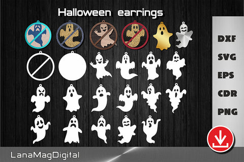 Halloween earrings svg Ghost svg Earrings cut file SVG LanaMagDigital 