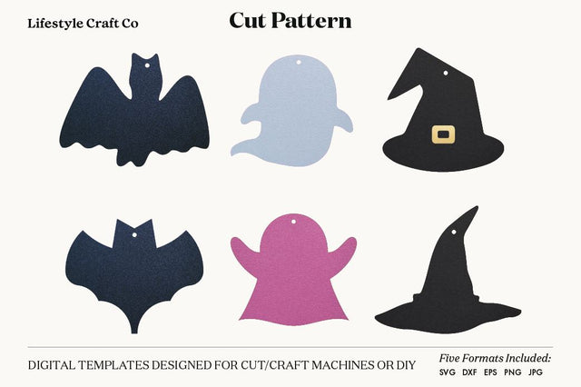 Halloween Earrings SVG, Ghosts, Witches hat and Bats Bundle SVG Lifestyle Craft Co 