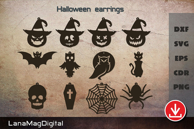 Halloween earrings svg Halloween decor Pumpkin svg Owl svg SVG LanaMagDigital 