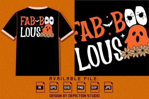 Halloween Fab Boo Lous T-Shirt, Halloween Ghost Shirt, Halloween Bats, Spider, Flower Shirt, Happy Halloween Boo Shirt Print Template SVG Depiction Studio 