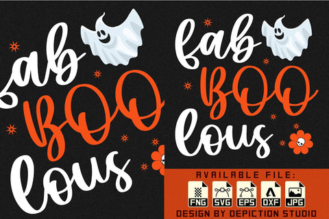Halloween Fab Boo Lous T-Shirt, Halloween Typography Shirt Print Template Sketch DESIGN Depiction Studio 