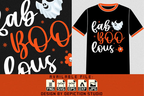 Halloween Fab Boo Lous T-Shirt, Halloween Typography Shirt Print Template Sketch DESIGN Depiction Studio 