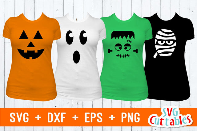 Halloween Faces | Pumpkin | Ghost | Frankenstein | Mummy SVG Svg Cuttables 