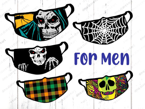 Halloween & Fall Face mask Sublimation Designs Mini Bundle Sublimation Dina.store4art 