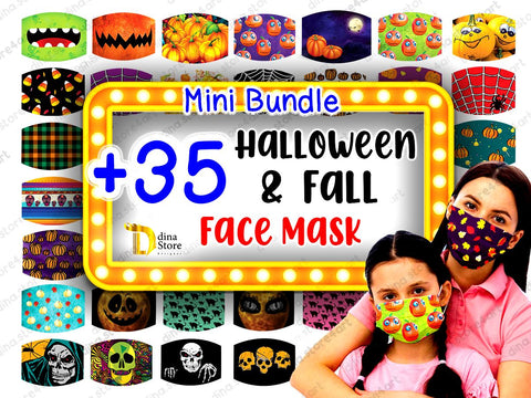 Halloween & Fall Face mask Sublimation Designs Mini Bundle Sublimation Dina.store4art 
