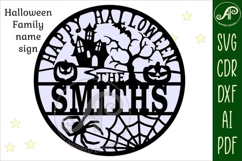 Halloween family sign svg laser cut template SVG APInspireddesigns 