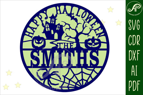 Halloween family sign svg laser cut template SVG APInspireddesigns 