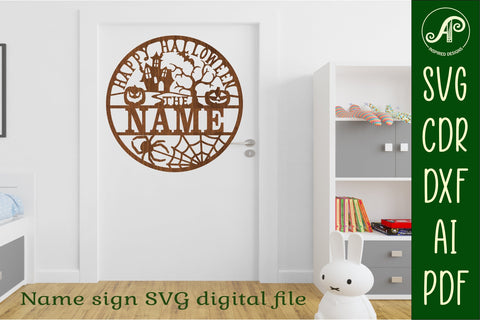 Halloween family sign svg laser cut template SVG APInspireddesigns 