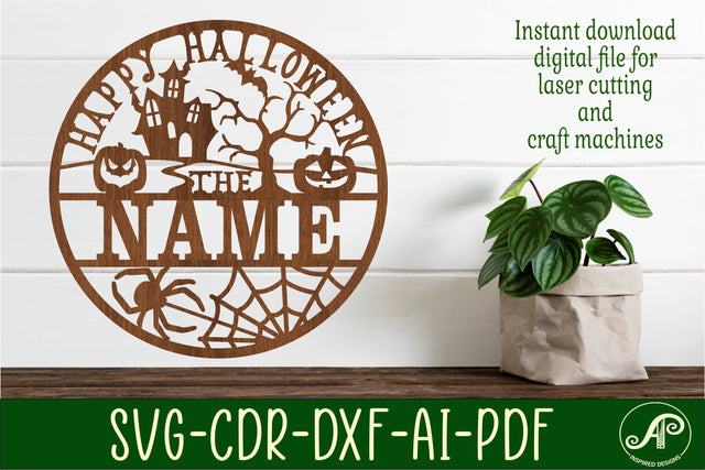 Halloween family sign svg laser cut template SVG APInspireddesigns 