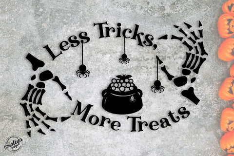 Halloween farmhouse sign SVG, Trick and Treat, with skeletons hand, Halloween sign SVG SVG Createya Design 