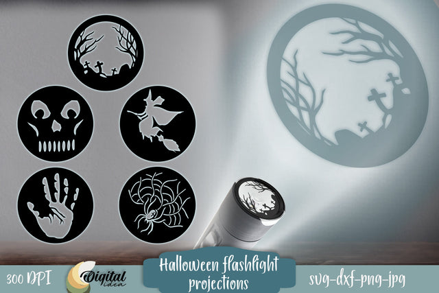 Halloween Flashlight Projections. 3D Halloween Paper Cut. 3D Paper Evgenyia Guschina 
