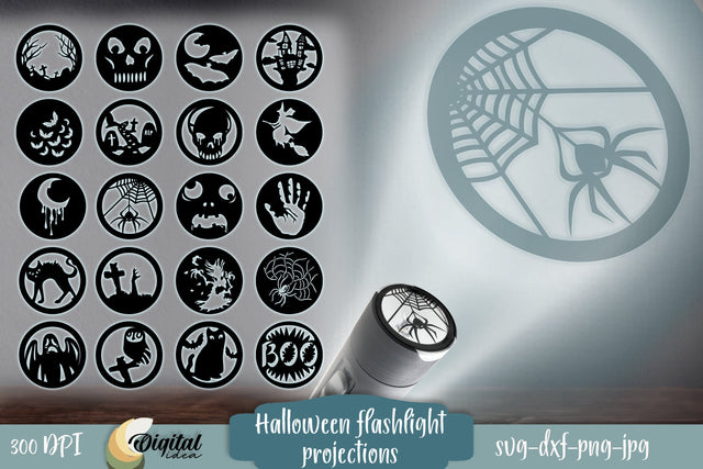 Halloween Flashlight Projections Bundle. Halloween Paper Design 3D Paper Evgenyia Guschina 