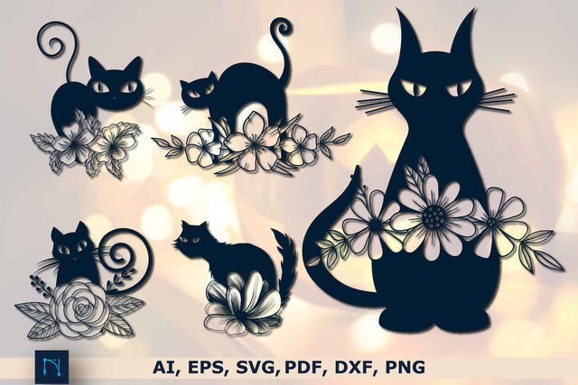 Halloween Floral Cat SVG Bundle SVG MD JOYNAL ABDIN 