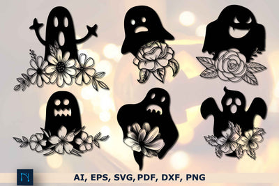 Halloween Floral Ghost SVG Bundle SVG MD JOYNAL ABDIN 