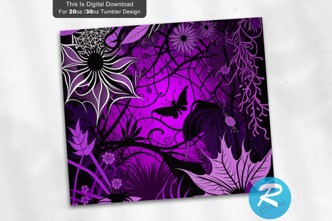 Halloween Floral Purple 20 oz / 30 oz Tumbler PNG Sublimation Regulrcrative 