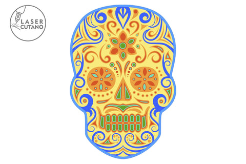 HALLOWEEN, FLORAL SKULL Multilayer Laser Cut Files, Paper Craft, Mandala, 3D Designs SVG LaserCutano 