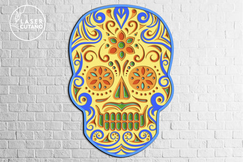 HALLOWEEN, FLORAL SKULL Multilayer Laser Cut Files, Paper Craft, Mandala, 3D Designs SVG LaserCutano 