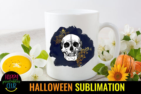 Halloween Floral Skull Sublimation-Halloween Sublimation Sublimation Happy Printables Club 