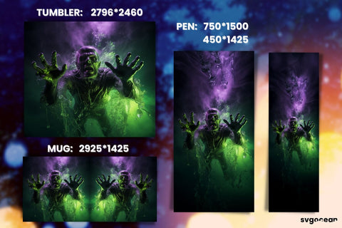 Halloween Frankenstein Wrap Bundle | Tumbler | Mug | Pen Sublimation SvgOcean 