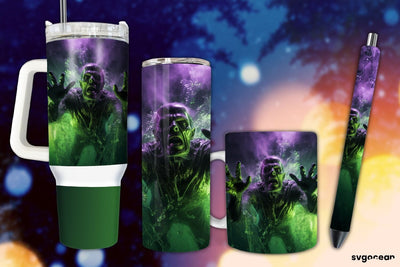 Halloween Frankenstein Wrap Bundle | Tumbler | Mug | Pen Sublimation SvgOcean 
