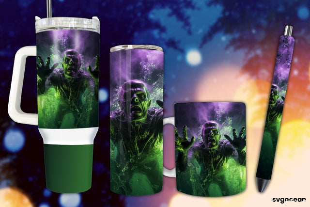 Halloween Frankenstein Wrap Bundle | Tumbler | Mug | Pen Sublimation SvgOcean 