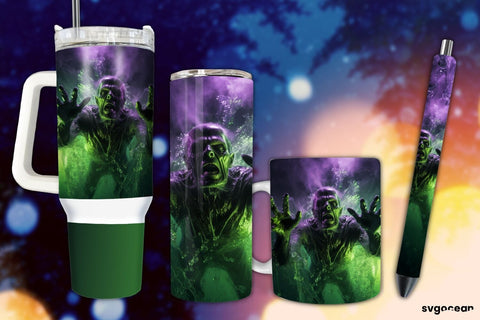 Halloween Frankenstein Wrap Bundle | Tumbler | Mug | Pen Sublimation SvgOcean 
