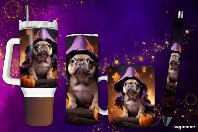 Halloween French Bulldog Wrap Bundle | Tumbler | Mug | Pen Sublimation SvgOcean 