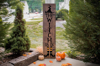 Halloween Front Porch Sign SVG - The Witch Is In SVG - Tall Sign SVG, Halloween Vertical Sign SVG Simply Cutz 