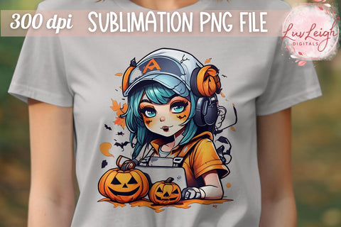 Halloween Gamer Girl T-shirt PNG Sublimation Luvleigh Digitals 