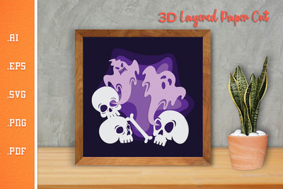 Halloween Ghost - 3D Layered Paper Cut SVG 7 SVG Slim Studio 